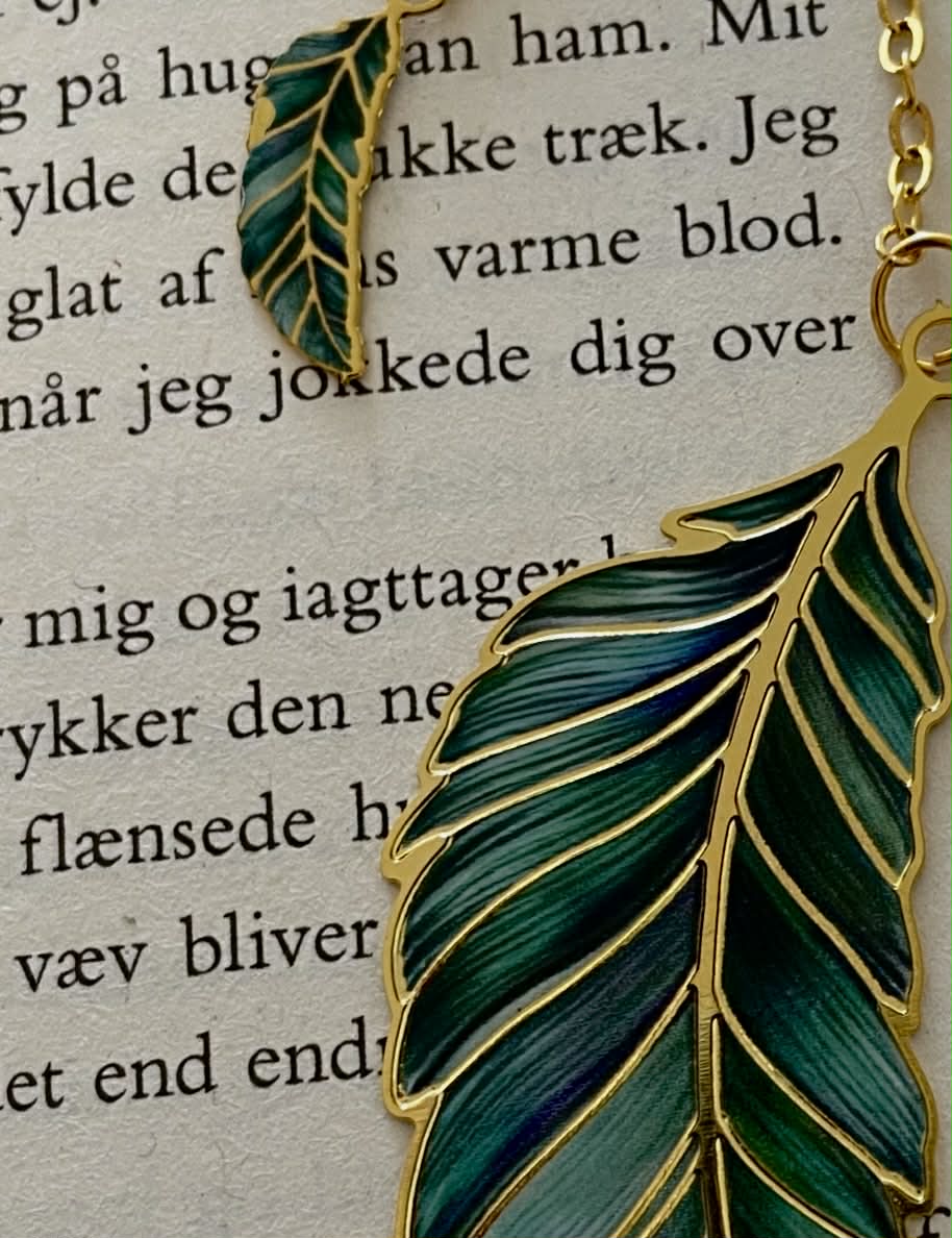 Bogmærker med grøn/guld fjer