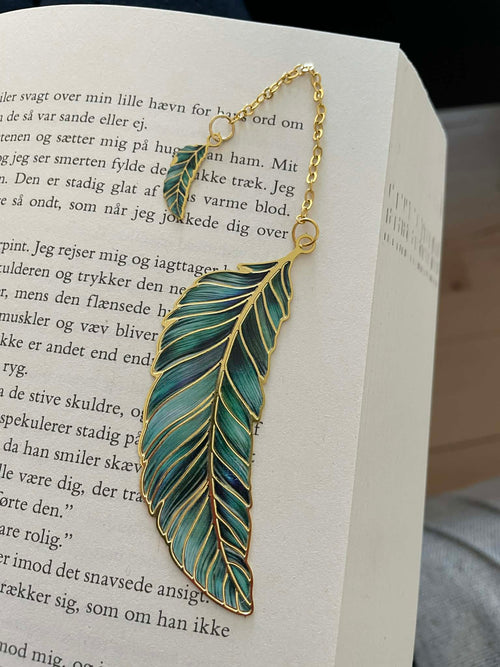 Bogmærker med grøn/guld fjer